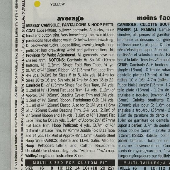 Camisole Pantaloons Hoop Petticoat 18 - 22 Costume Butterick 6884 Sewing Pattern - Picture 6 of 11